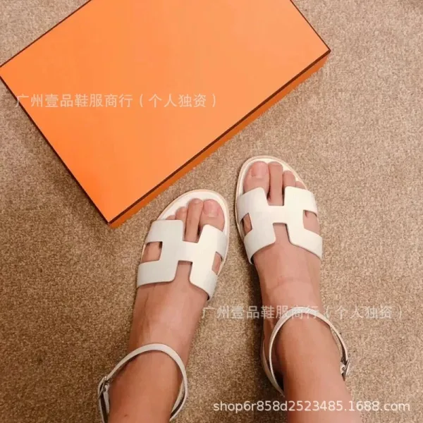 Hermès Oran Sandals Denim Blue Leather Sandals - 2