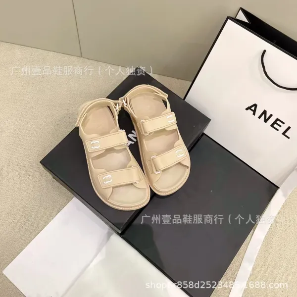 Chanel CC Logo Double Strap Platform Sandals Black - 19