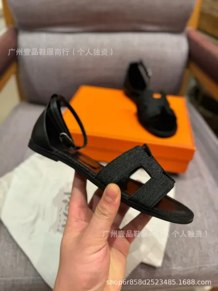 Hermès Oran Sandals Denim Blue Leather Sandals - 15
