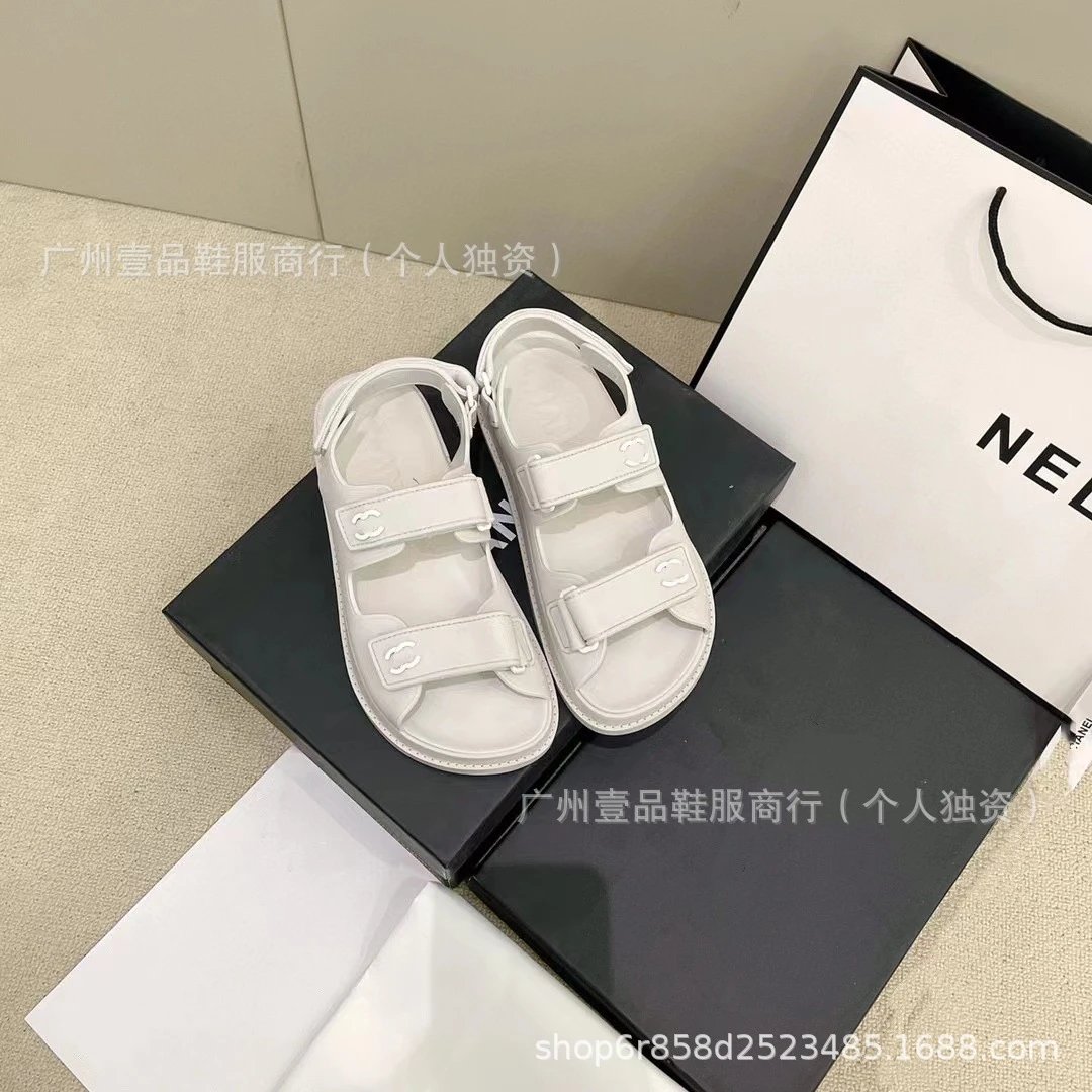 Chanel CC Logo Double Strap Platform Sandals Black - 24