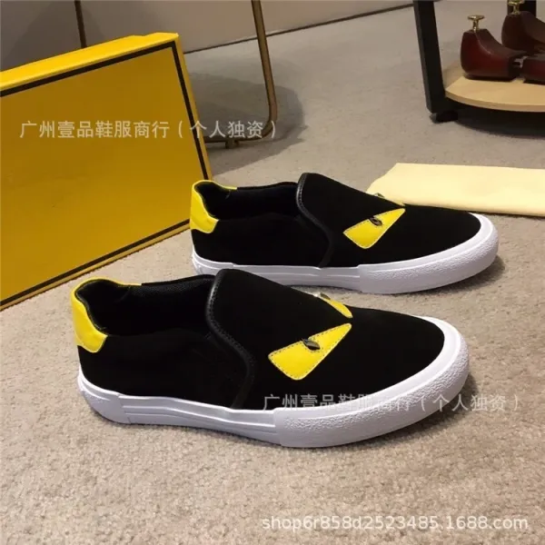 Fendi Monster Eyes Slip-On Sneakers Black White - 5