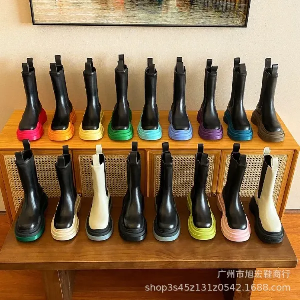 Off-White Chunky Chelsea Boots Lime Green Black Boots - 4