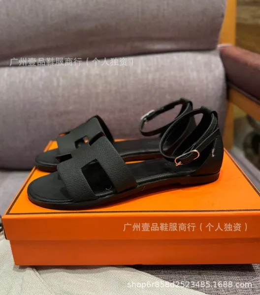 Hermès Oran Sandals Denim Blue Leather Sandals - 13
