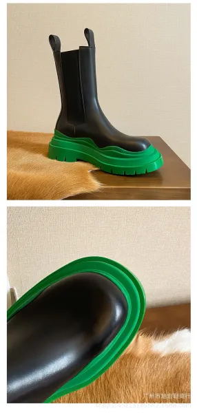 Off-White Chunky Chelsea Boots Lime Green Black Boots - 20