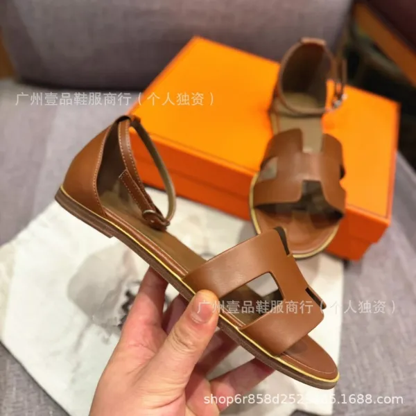 Hermès Oran Sandals Denim Blue Leather Sandals - 30