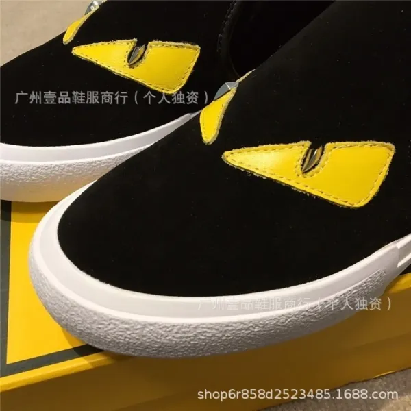 Fendi Monster Eyes Slip-On Sneakers Black White - 8