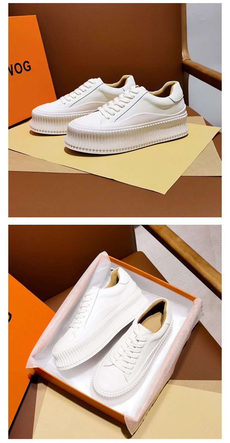 White Chunky Platform Sneakers - 36