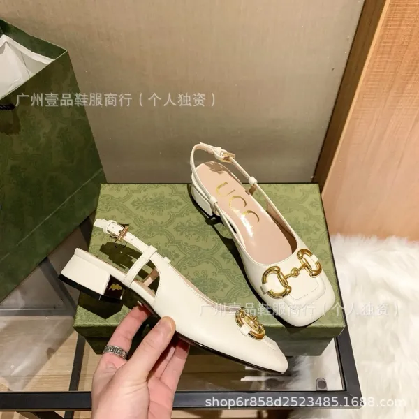 Gucci Horsebit Mary Jane Block Heel White Patent Leather Shoes - 27