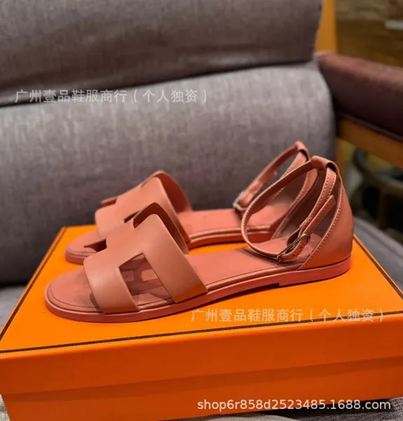 Hermès Oran Sandals Denim Blue Leather Sandals - 24