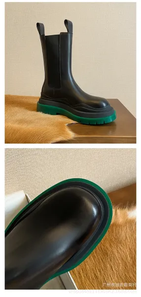 Off-White Chunky Chelsea Boots Lime Green Black Boots - 10