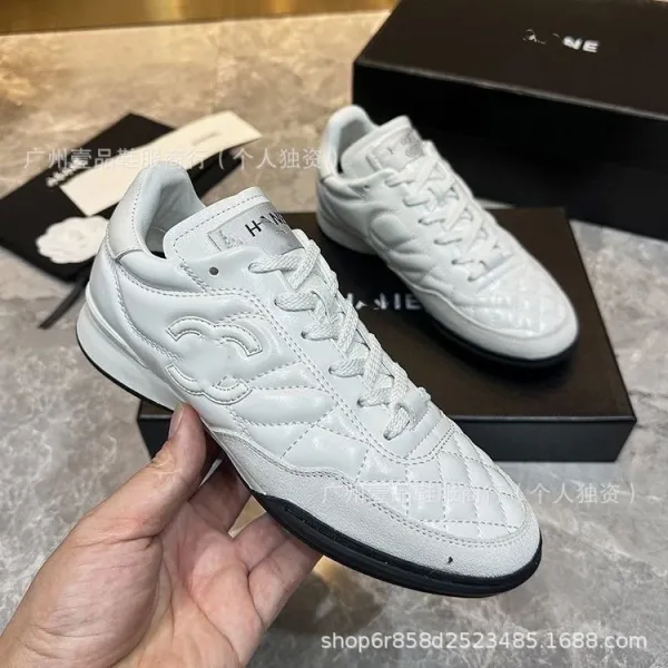 Chanel Tennis Classic Quilted White Pink Sneakers - 37