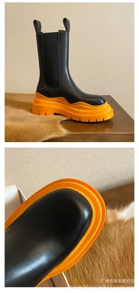 Off-White Chunky Chelsea Boots Lime Green Black Boots - 28