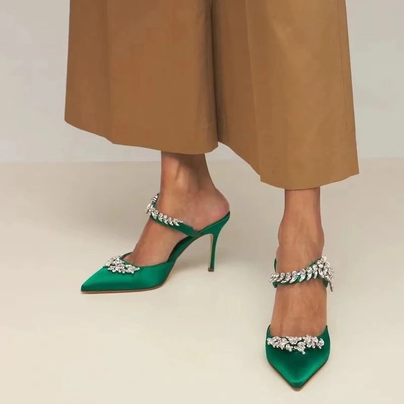 Christian Louboutin Follies Strass Emerald Green Stilettos