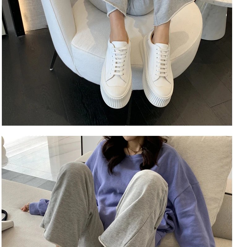 White Chunky Platform Sneakers - 47