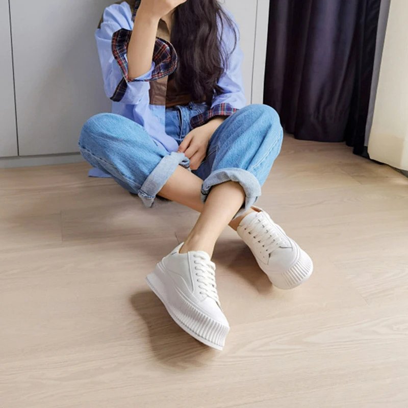 White Chunky Platform Sneakers