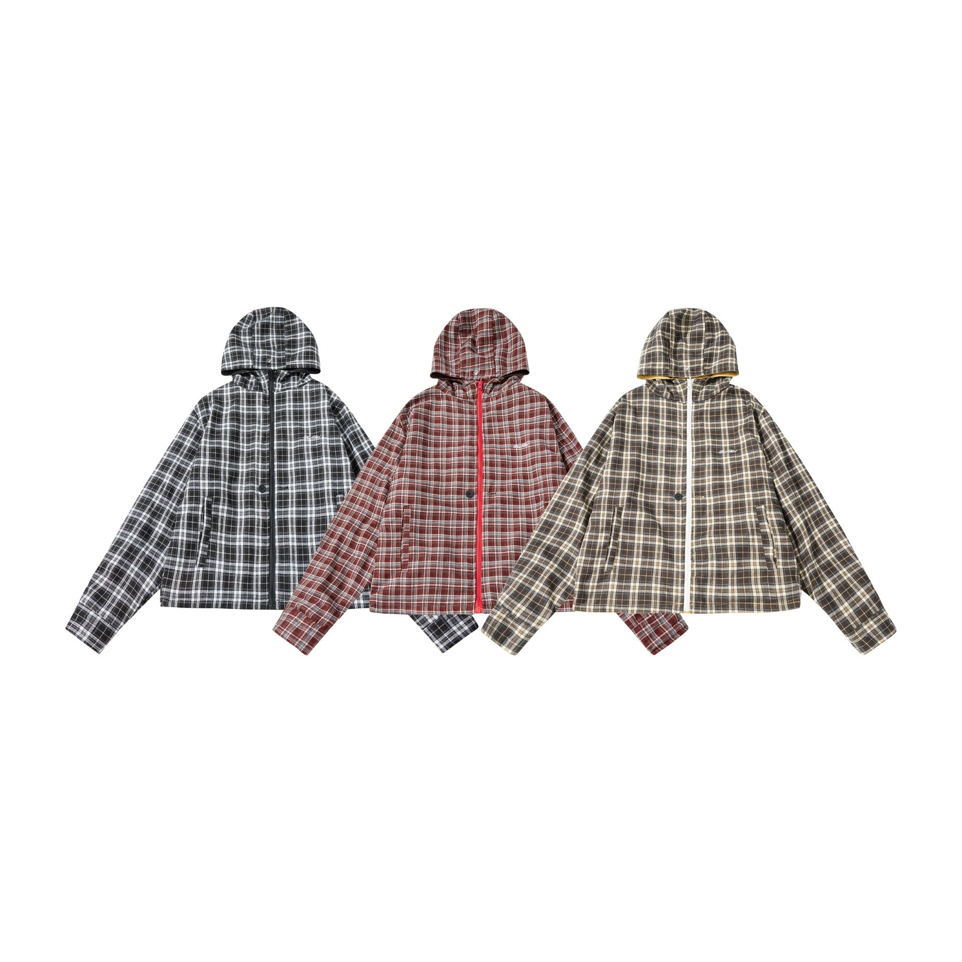 GRA Windbreaker Jacket in Yellow and Plaid - 4