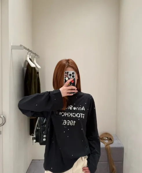 Acne Studios Stockholm 196 Mirror Silver Graphic Long-Sleeve T-Shirt - 10