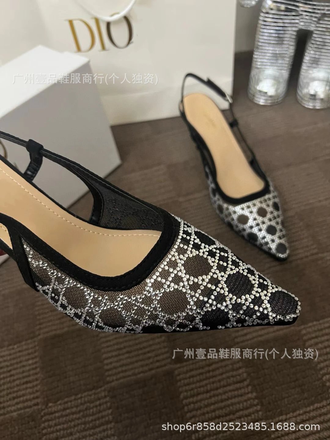Dior J'adior Slingback Pumps Beige Embellished Pointed-Toe Heels - 12