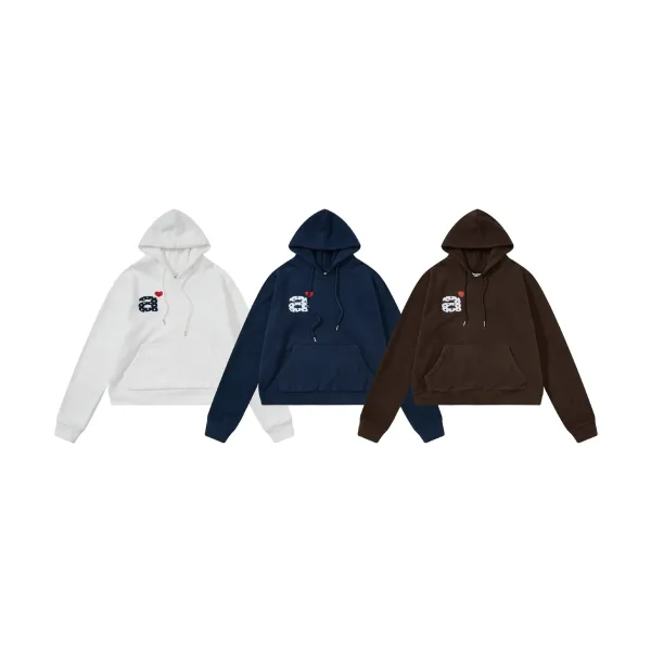 Play Comme des Garçons Polka Dot Heart Hoodie Brown - 3