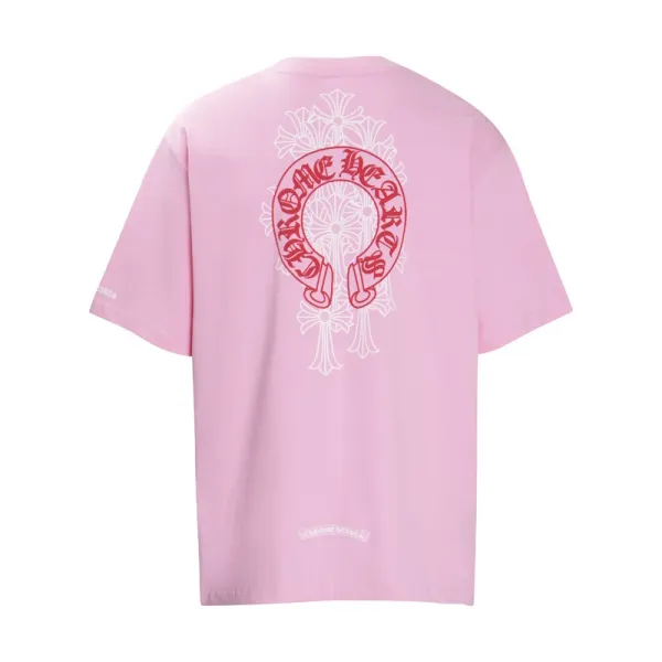 Chrome Hearts Horseshoe Cross Print Pink T-Shirt - 1