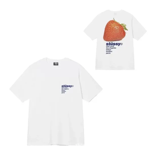 Stüssy Strawberry Print T-Shirt White - 1