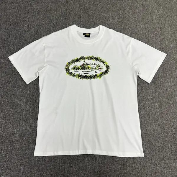 Design Floral Wreath Graphic White T-Shirt - 1