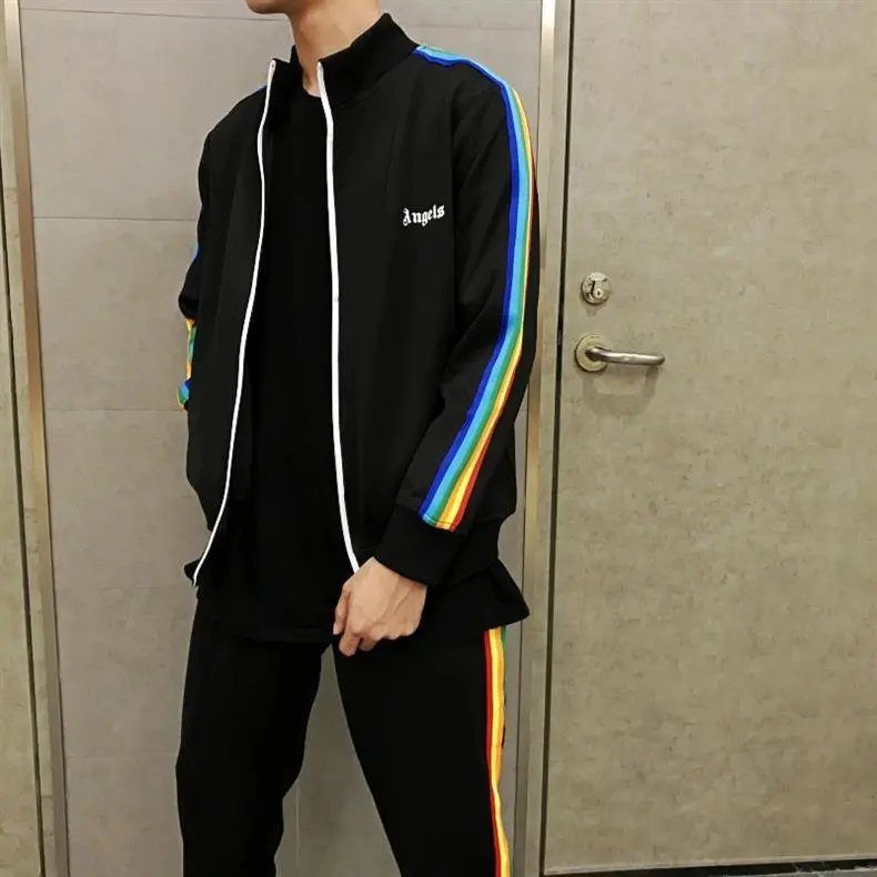 Palace Angels Track Jacket Beige with Rasta Stripes Outerwear - 13