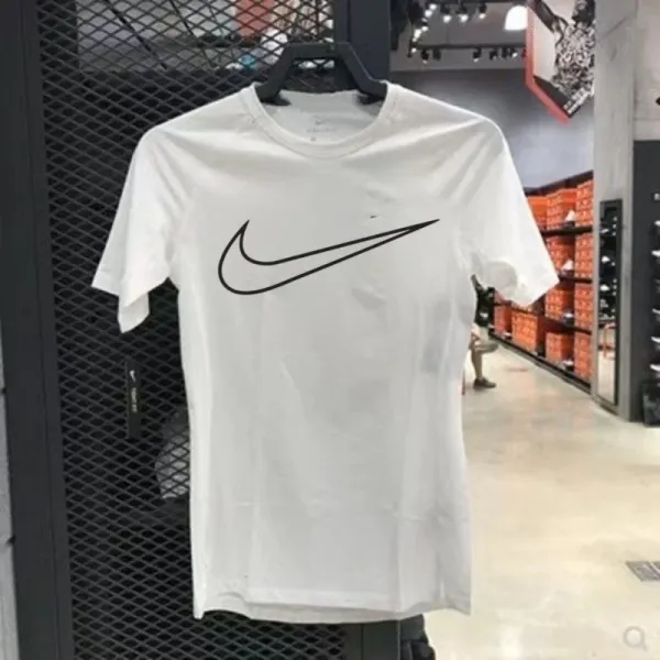 Nike Swoosh Outline Logo White T-Shirt - 1