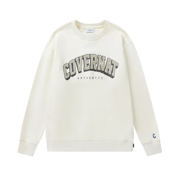 Design Covernat Arch Logo Crewneck Sweatshirt Beige Hoodie - 1