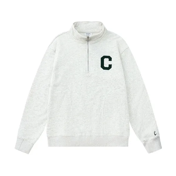 Comme des Garçons Play Half-Zip Sweatshirt Light Gray Hoodie - 1