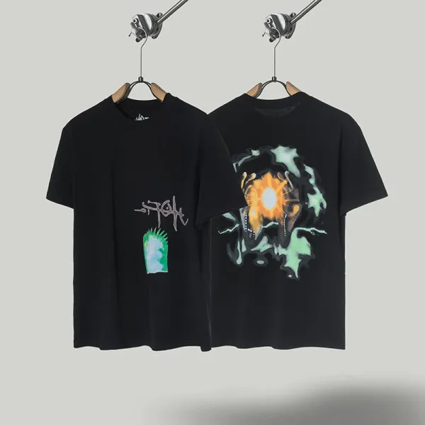 Stüssy Abstract Graphic Black T-Shirt - 1