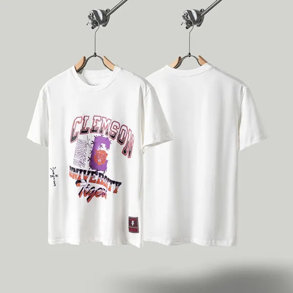 Travis Scott x Clemson University Tigers Graphic Print White T-Shirt - 1
