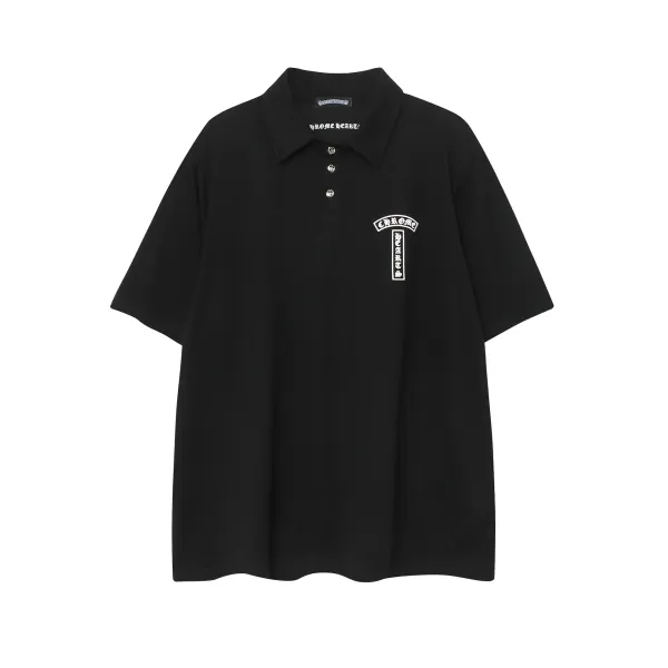 Chrome Hearts Logo Embroidered Black Polo - 1