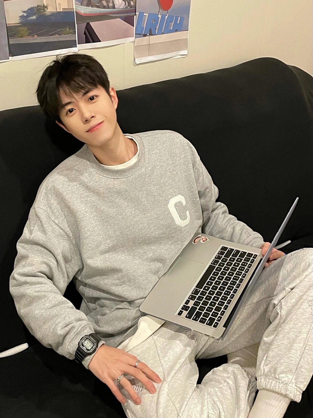 Champion C Logo Crewneck Sweatshirt Sage Green Sweater - 6
