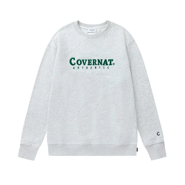 Design Covernat Authentic Logo Crewneck Sweatshirt Gray Hoodie - 1