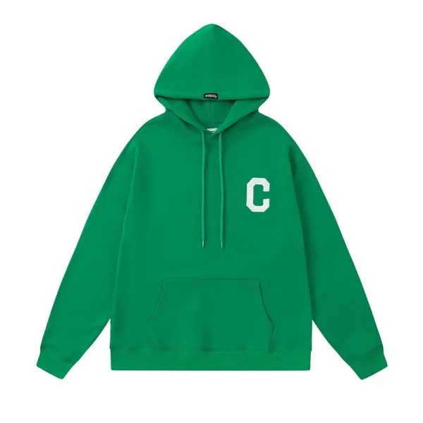Design Oversized Hoodie with White 'C' Logo Green Hoodie - 1