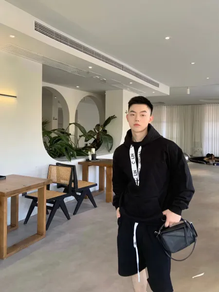 Celine Logo Tape Hoodie Gray - 12