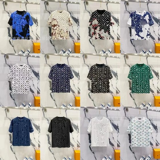L full letter short sleeved trendy brand classic round neck men's and women's loose T-shirt