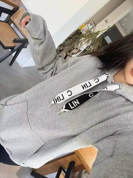 Celine Logo Tape Hoodie Gray - 17