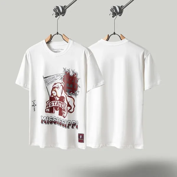 Travis Scott x Mississippi State University Graphic Print White T-Shirt - 1