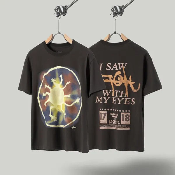 Travis Scott x Fragment Design 'I Saw With My Eyes' Black Graphic T-Shirt - 1