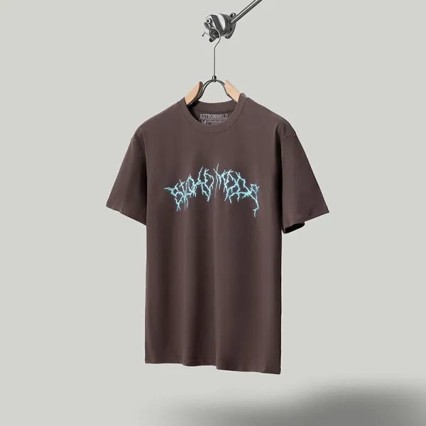 Astroworld Lightning Script Brown T-Shirt - 1