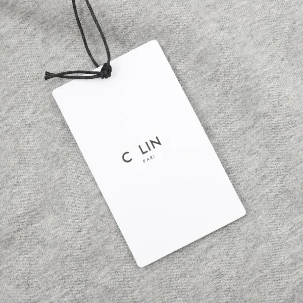 Celine Logo Tape Hoodie Gray - 8