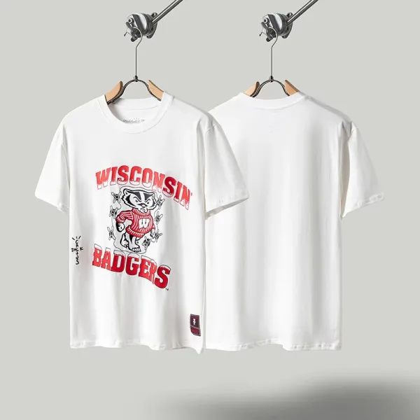 Travis Scott x Wisconsin Badgers Graphic Print White T-Shirt - 1