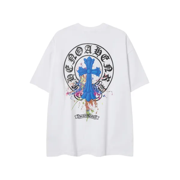 Chrome Hearts Cross Splash Print White T-Shirt - 1