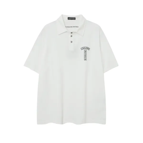 Chrome Hearts Logo Embroidered White Polo - 1