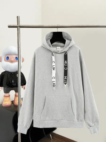 Celine Logo Tape Hoodie Gray - 1