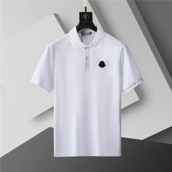 Moncler Logo Embroidered White Polo - 1