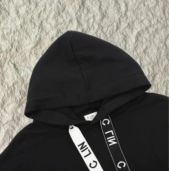 Celine Logo Tape Hoodie Gray - 5