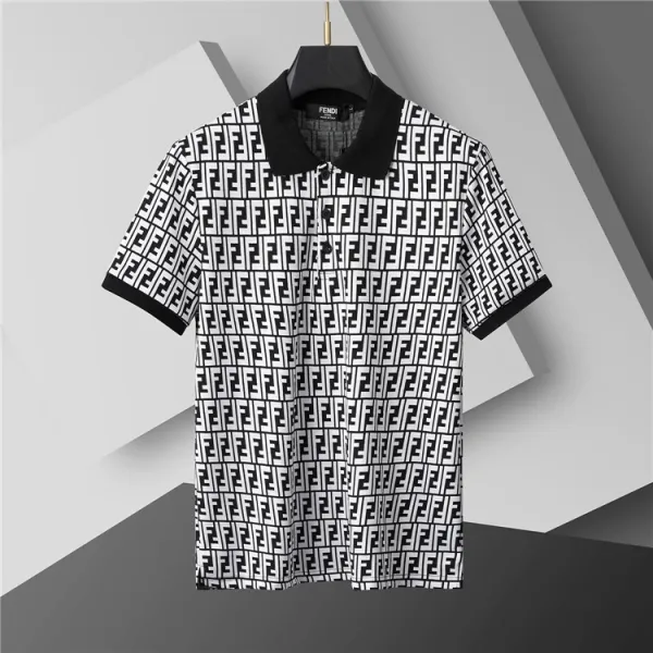 Fendi FF Logo Print Black and White Polo - 1